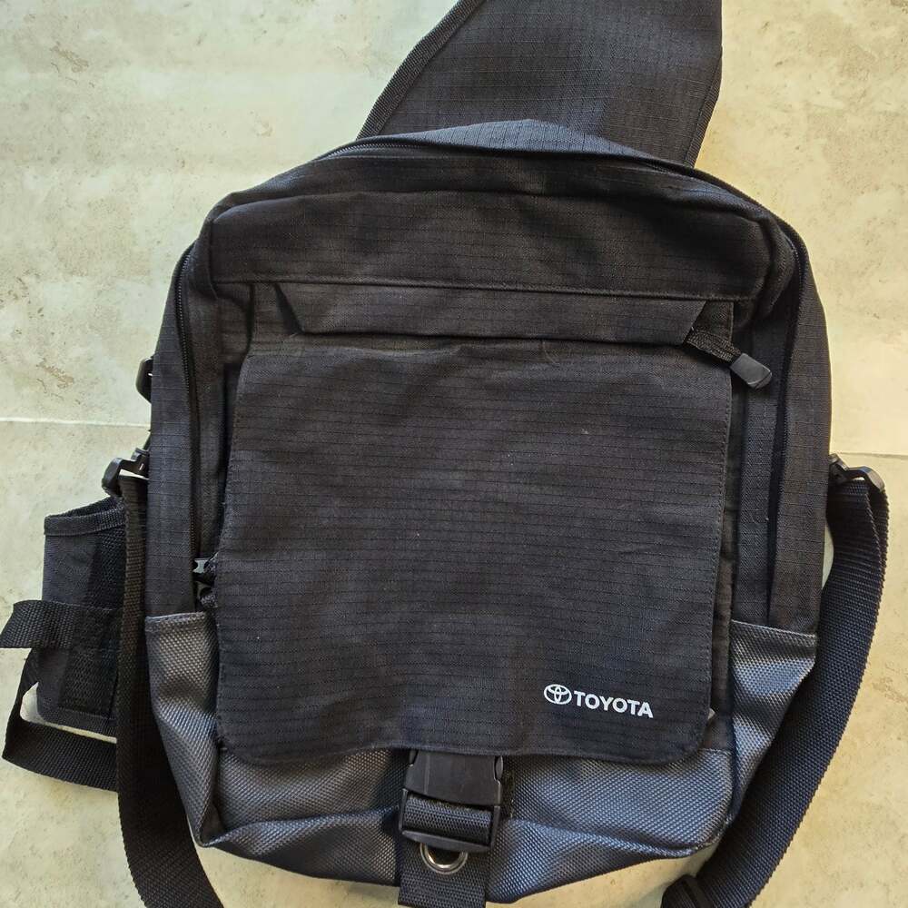 Toyota Black Multi-Compartment Sling Bag Crossbody Backpack